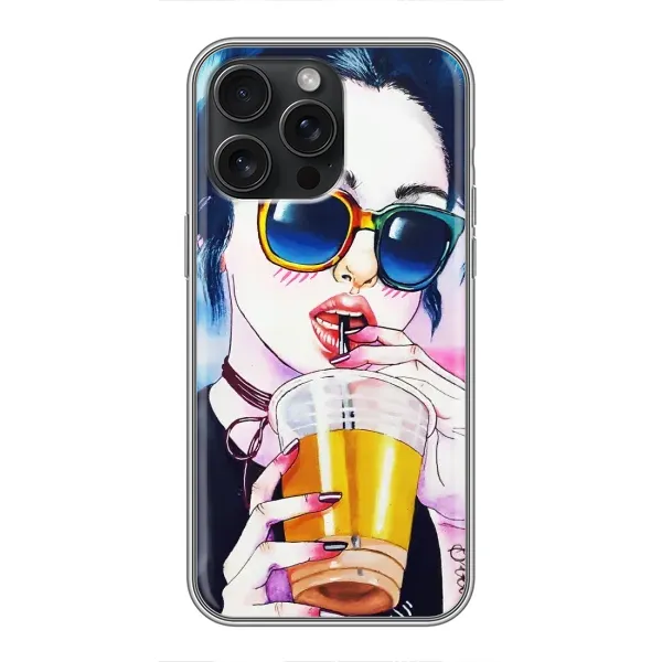 Чехол с рисунком «Девушка с коктейлем» для iPhone 15 Pro Max Чехол с рисунком «Девушка с коктейлем» для iPhone 15 Pro Max