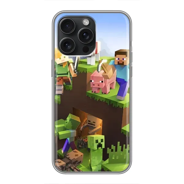Чехол с рисунком «Майн-крафт» для iPhone 15 Pro Max