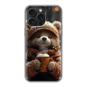 Печатный чехол «Зверята с кофе» для iPhone 15 Pro Max (Медвежонок с кофе)