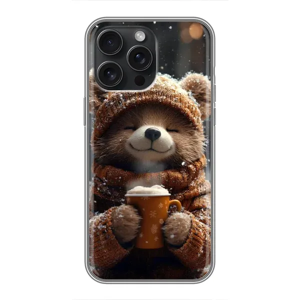 Чехол с рисунком «Медвежонок с кофе» для iPhone 15 Pro Max Чехол с рисунком «Медвежонок с кофе» для iPhone 15 Pro Max