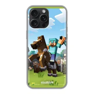 Чехлы для iPhone 15 Pro Max (Персонажи Майн Крафт) (На коне)