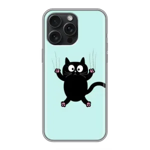 Силиконовый чехол с котиком для iPhone 15 Pro Max (Падающий кот)