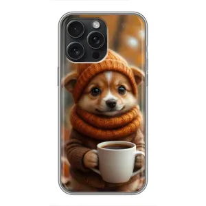 Печатный чехол «Зверята с кофе» для iPhone 15 Pro Max (Собачка с кофе)