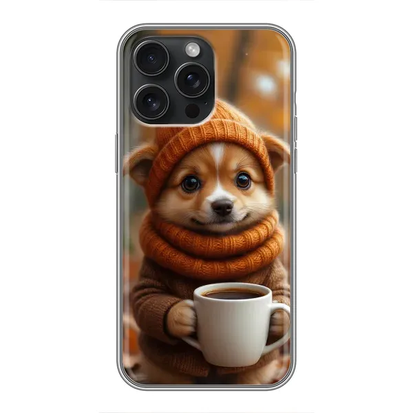Чехол с рисунком «Собачка с кофе» для iPhone 15 Pro Max Чехол с рисунком «Собачка с кофе» для iPhone 15 Pro Max