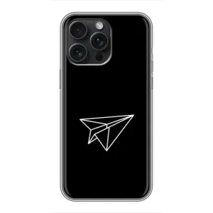 Чехол с картинками на черном фоне для iPhone 15 Pro Max (Самолетик)