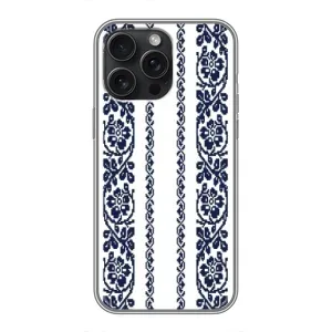 Силиконовый Чехол на iPhone 15 Pro Max с картинкой Вышиванки (Синяя вышиванка)