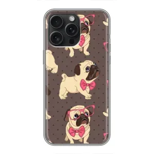 Чехол (ТПУ) Милые собачки для iPhone 15 Pro Max (Собачки Мопсики)