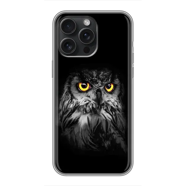 Чехол с рисунком «Сова на чёрном» для iPhone 15 Pro Max Чехол с рисунком «Сова на чёрном» для iPhone 15 Pro Max