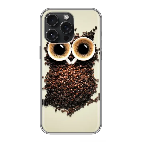 Чехол с рисунком «Сова с зерен кофе» для iPhone 15 Pro Max Чехол с рисунком «Сова с зерен кофе» для iPhone 15 Pro Max