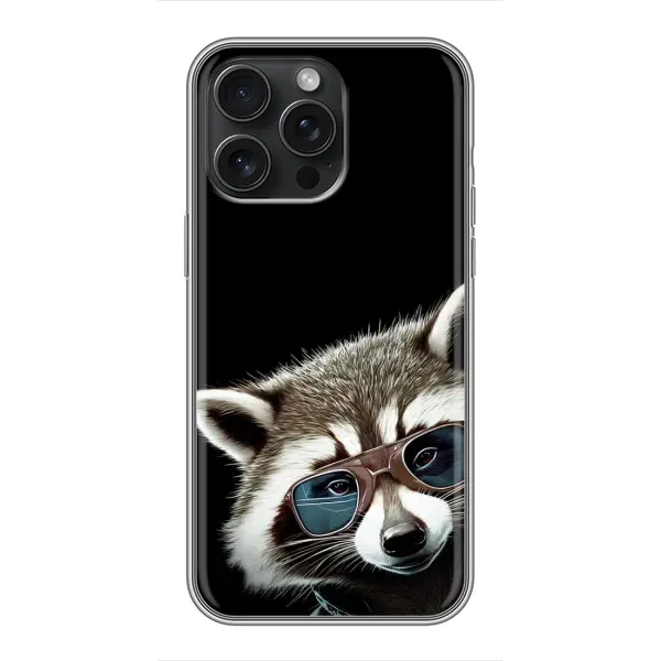 Чехол с рисунком «Стильный Енот» для iPhone 15 Pro Max Чехол с рисунком «Стильный Енот» для iPhone 15 Pro Max