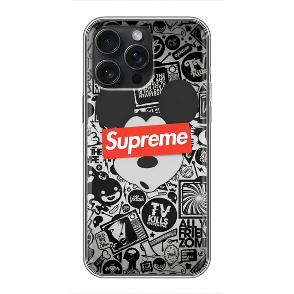 Чехол с рисунком «Supreme Маус» для iPhone 15 Pro Max Чехол с рисунком «Supreme Маус» для iPhone 15 Pro Max