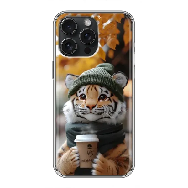 Чехол с рисунком «Тигр с кофе» для iPhone 15 Pro Max Чехол с рисунком «Тигр с кофе» для iPhone 15 Pro Max