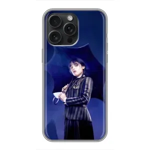 Чохол з картинкою Венсдей на iPhone 15 Pro Max (Венсдей з парасолькою)