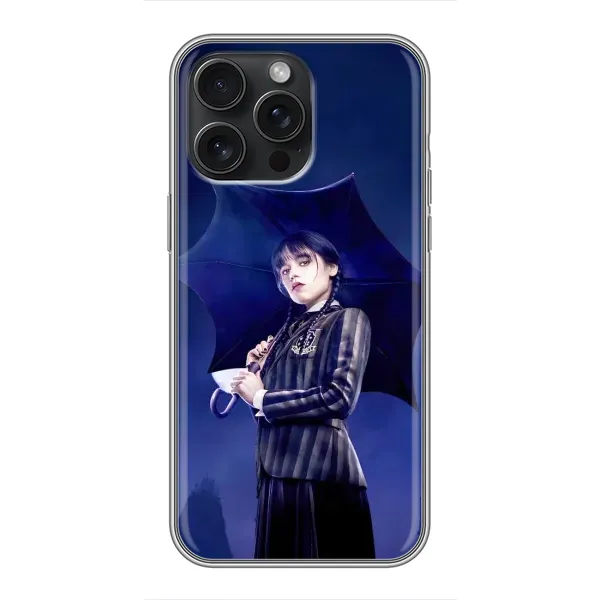 Чехол с рисунком «Уэнсдей с зонтом» для iPhone 15 Pro Max