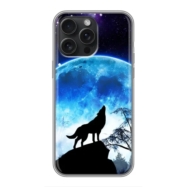 Чехол с рисунком «Воет на луну» для iPhone 15 Pro Max Чехол с рисунком «Воет на луну» для iPhone 15 Pro Max