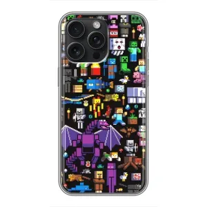 Чехол майнкрафт для iPhone 15 Pro Max (Все персонажи)
