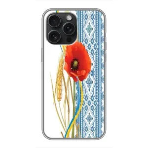 Силиконовый Чехол на iPhone 15 Pro Max с картинкой Вышиванки (Вышиванка с цветком)