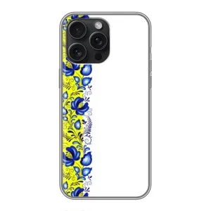 Силиконовый Чехол на iPhone 15 Pro Max с картинкой Вышиванки (Желто-синяя вышиванка)