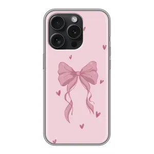 Чохол банти для iPhone 15 Pro (Бант на рожевому)