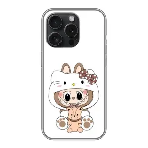 Чехол с принтом Лабубу для iPhone 15 Pro (Белый Лабубу)