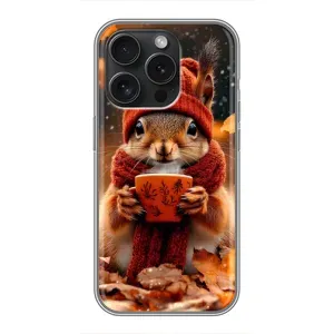 Друкований чохол 'Звірята з кавою' для iPhone 15 Pro (Білка з кавою)