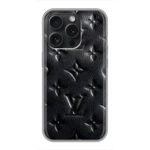Текстурний Чохол Louis Vuitton для Айфон 15 Про (Чорний ЛВ)