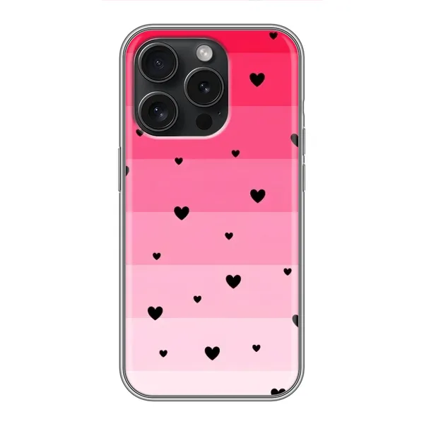 Чохол з малюнком «Чорні сердечка» для iPhone 15 Pro Чохол з малюнком «Чорні сердечка» для iPhone 15 Pro