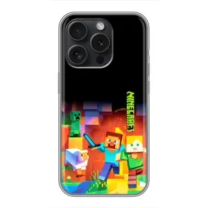 Чехлы для iPhone 15 Pro (Персонажи Майн Крафт) (Герой Майнкрафт)