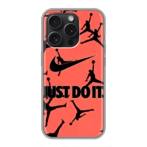 Силиконовый Чехол Nike Air Jordan на Айфон 15 Про (Just Do It)