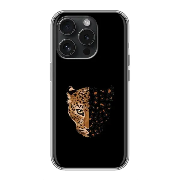 Чехол с рисунком «Леопард на черном» для iPhone 15 Pro