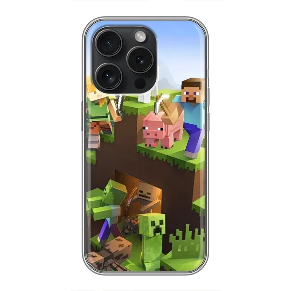 Чехол с рисунком «Майн-крафт» для iPhone 15 Pro Чехол с рисунком «Майн-крафт» для iPhone 15 Pro