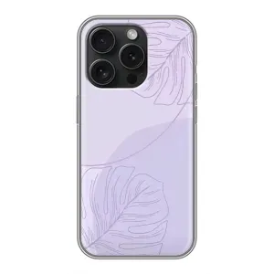 Чехол цветочный дизайн для iPhone 15 Pro (Монстера фиолетовая)