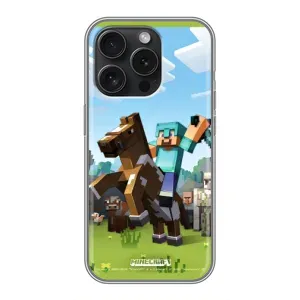 Чехлы для iPhone 15 Pro (Персонажи Майн Крафт) (На коне)