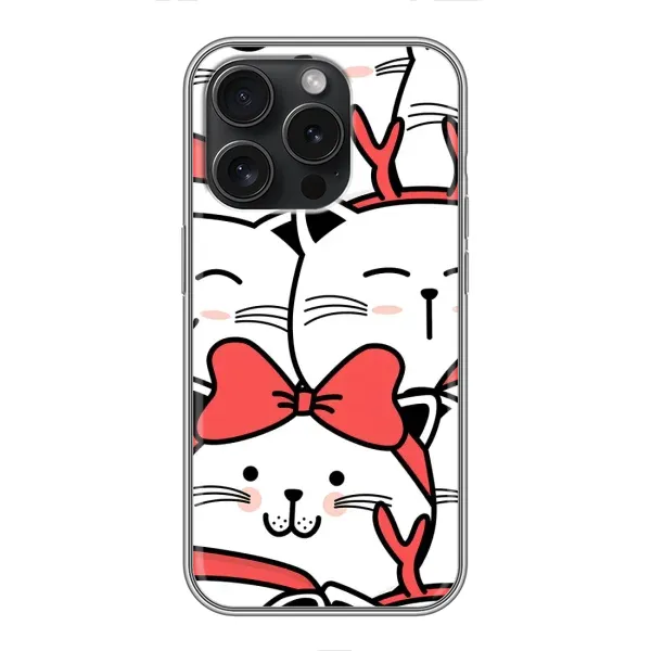 Чехол с рисунком «Новогодние котики» для iPhone 15 Pro