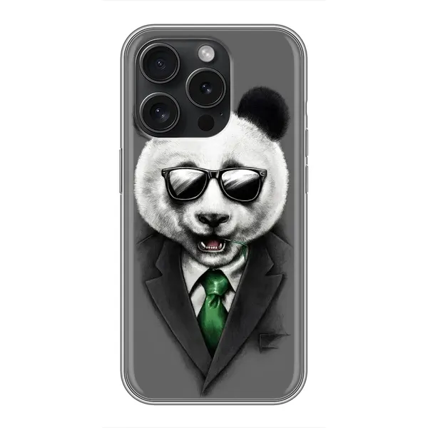 Чехол с рисунком «Панда в очках» для iPhone 15 Pro