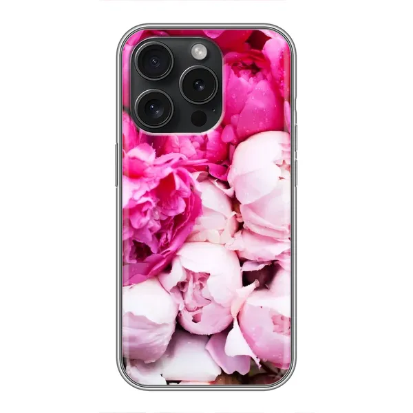 Чехол с рисунком «Пионы» для iPhone 15 Pro Чехол с рисунком «Пионы» для iPhone 15 Pro
