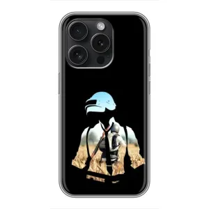 Силиконовый чехол с картинкой "Герой Pubg" на iPhone 15 Pro (Пубг мен)
