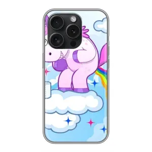 Чехол Unicorn на iPhone 15 Pro (Радуга единорожка)