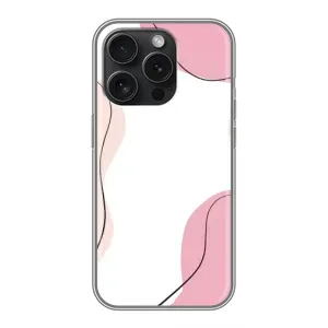 Чехол цветочный дизайн для iPhone 15 Pro (Розовый фон)