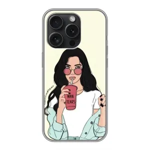 Силіконовый Чохол на iPhone 15 Pro з картинкой Модных девушек (З напоєм)