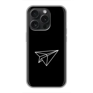 Чехол с картинками на черном фоне для iPhone 15 Pro (Самолетик)