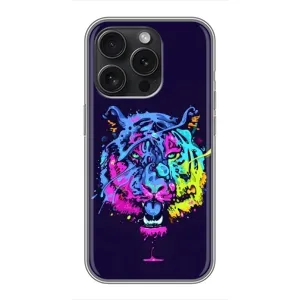 Силіконовий бампер з картинкою звірів для iPhone 15 Pro (Тигр-Арт)