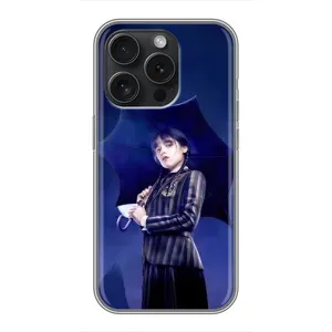 Чехлы с принтом Уэнсдей на iPhone 15 Pro (Уэнсдей с зонтом)