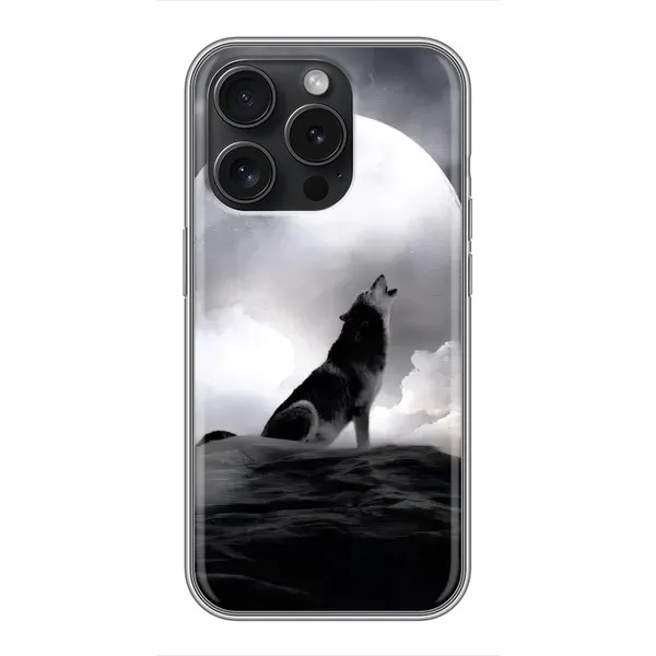 Чехол с рисунком «Волк и луна» для iPhone 15 Pro Чехол с рисунком «Волк и луна» для iPhone 15 Pro