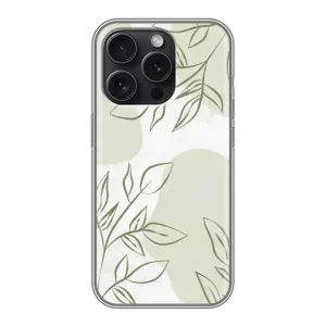 Чехол цветочный дизайн для iPhone 15 Pro (Зелёный дизайн)