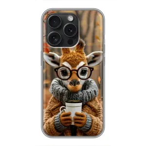 Друкований чохол 'Звірята з кавою' для iPhone 15 Pro (Жираф з кавою)