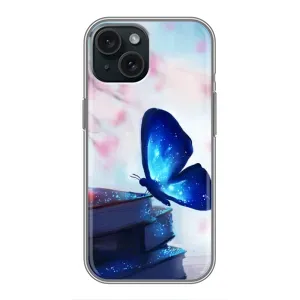 Силіконовий бампер з картинкою звірів для iPhone 15 (Метелик синій)
