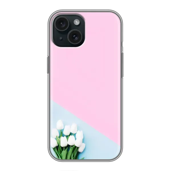 Чехол с рисунком «Белые тюльпаны» для iPhone 15 Чехол с рисунком «Белые тюльпаны» для iPhone 15