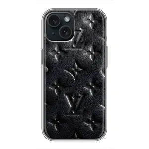 Текстурный Чехол Louis Vuitton для Айфон 15 (Черный ЛВ)