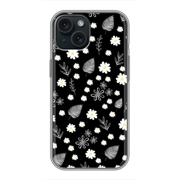 Чехол с рисунком «цветение на чорном» для iPhone 15